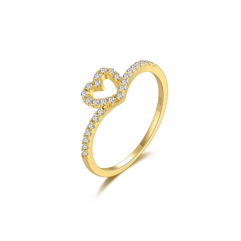 Open Heart Pavé Diamond Ring in Gold Vermeil