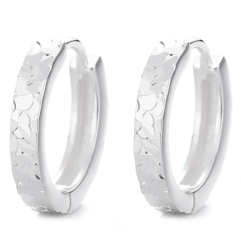 Sterling Silver Textured "Ice Crushed"Huggie Hoop Earrings