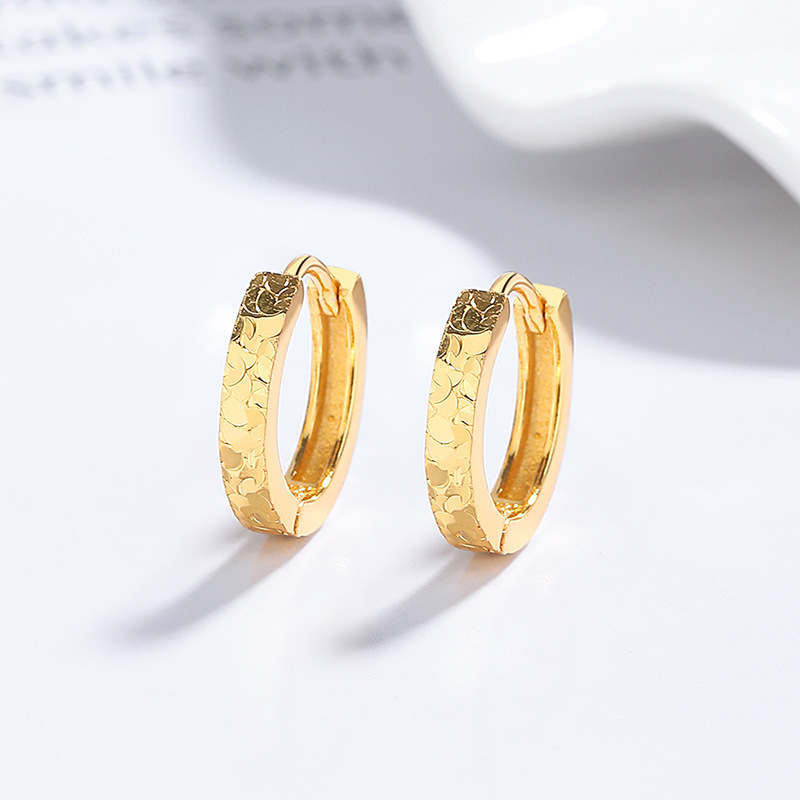 Sterling Silver Textured "Ice Crushed"Huggie Hoop Earrings