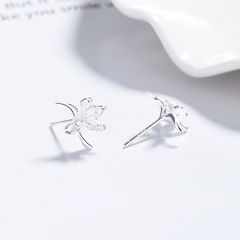 Sterling Silver Polished Flower Stud Earrings 