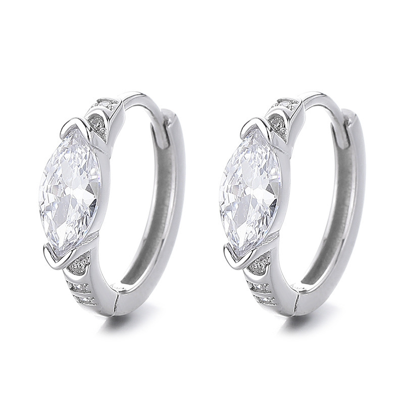 Sterling Silver Pear-Cut Cubic Zirconia Huggie Hoop Earrings