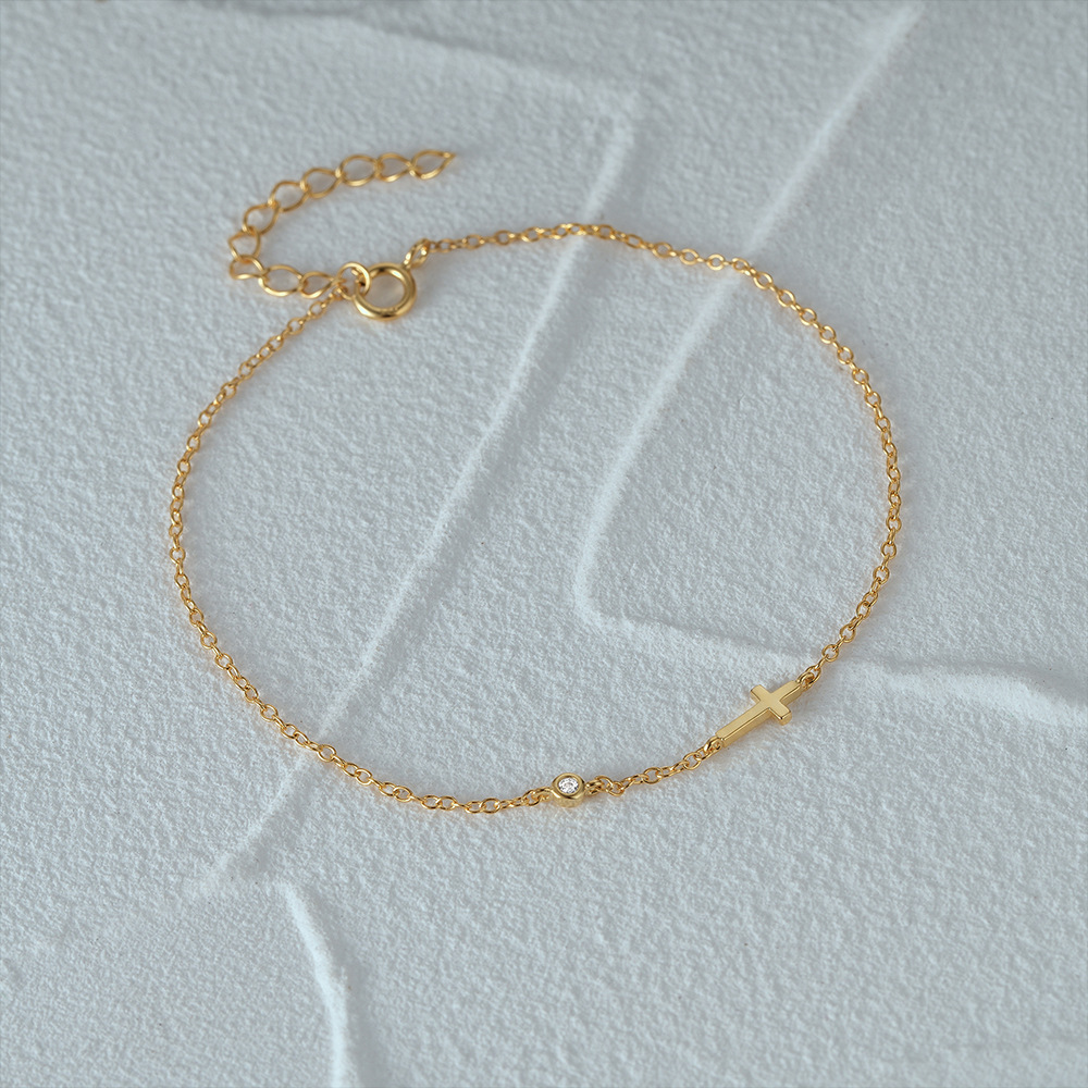 Gold Cross Bracelet with Diamond