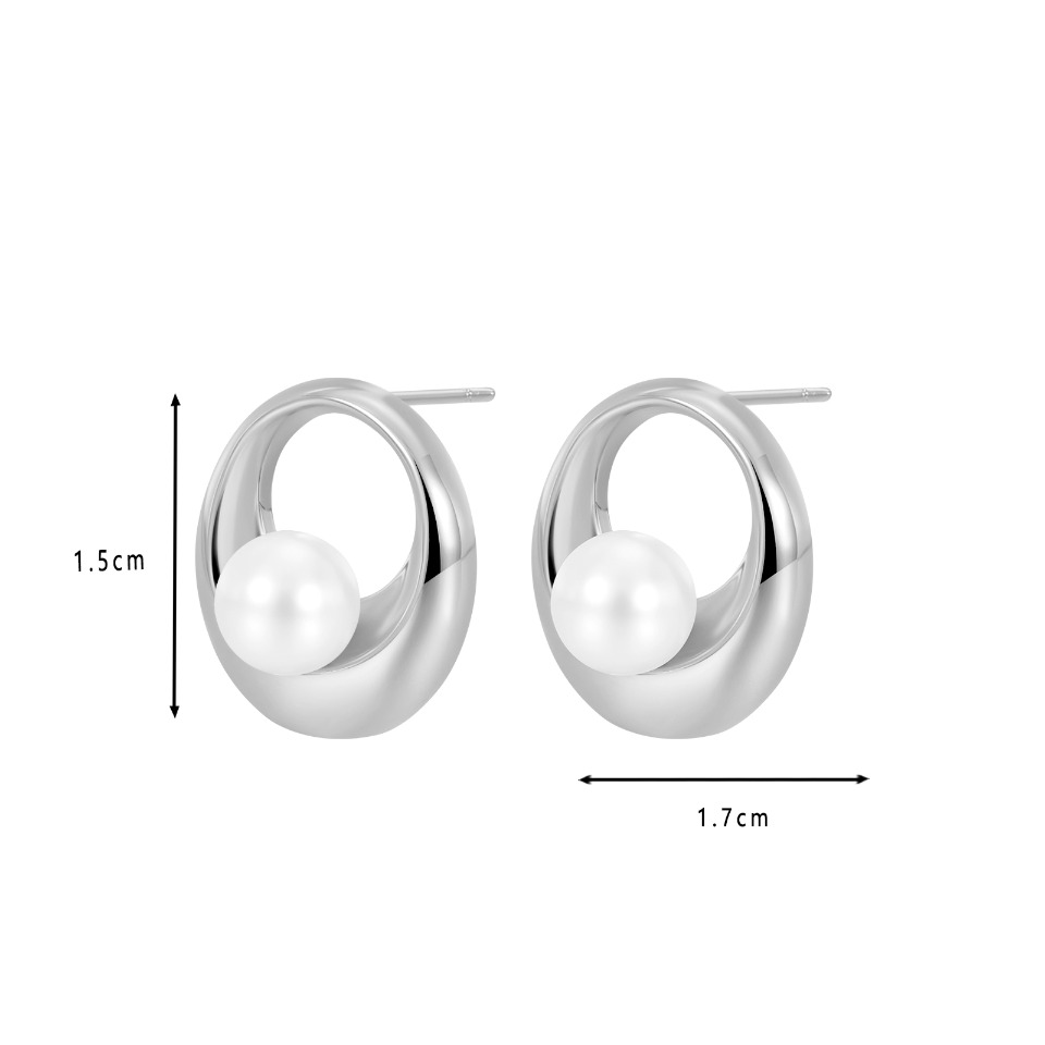 Minimalist Gold - Plated Twisted Hoop Pearl Stud Earrings
