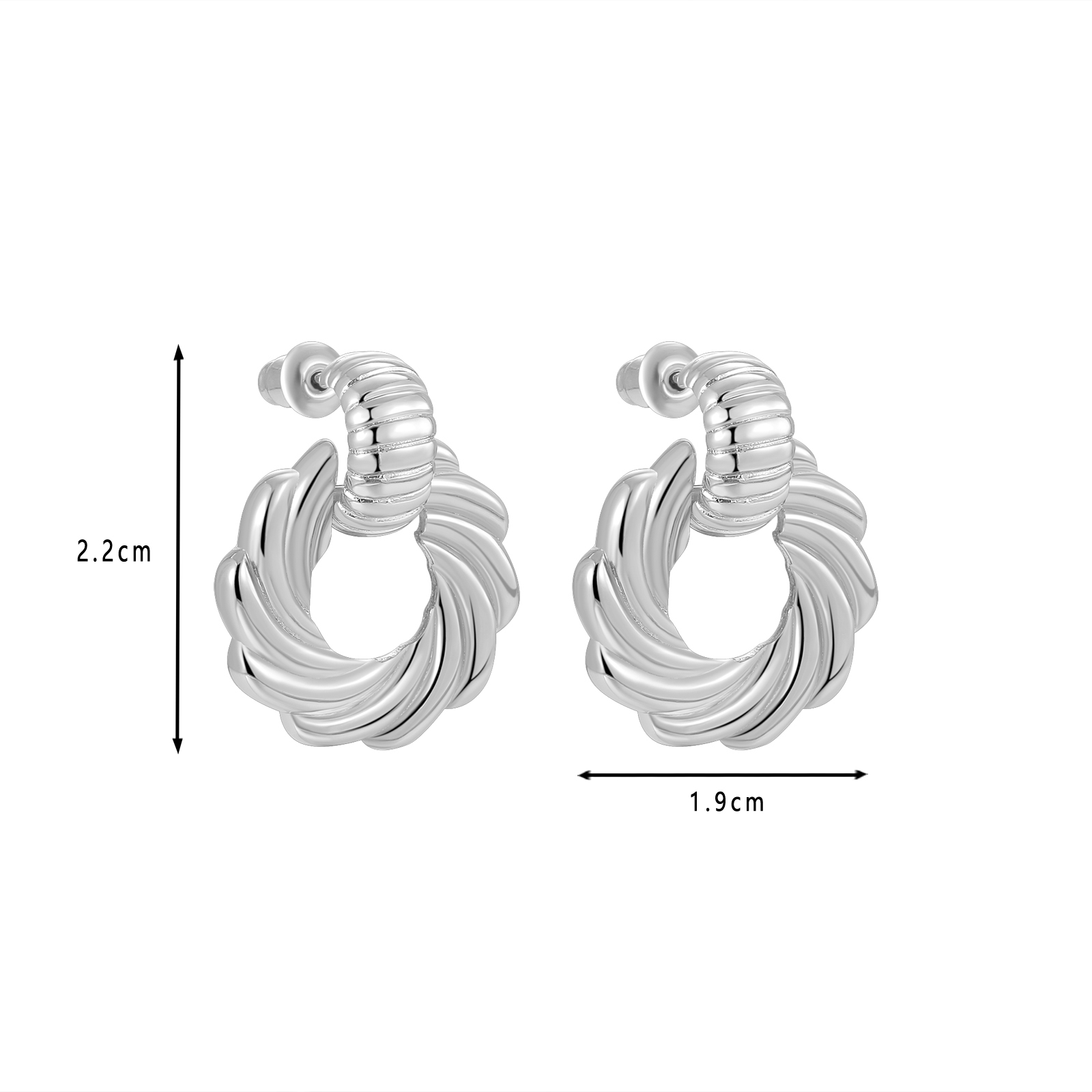 Silver - Toned Twisted Rope - Design Huggie Hoop Earrings