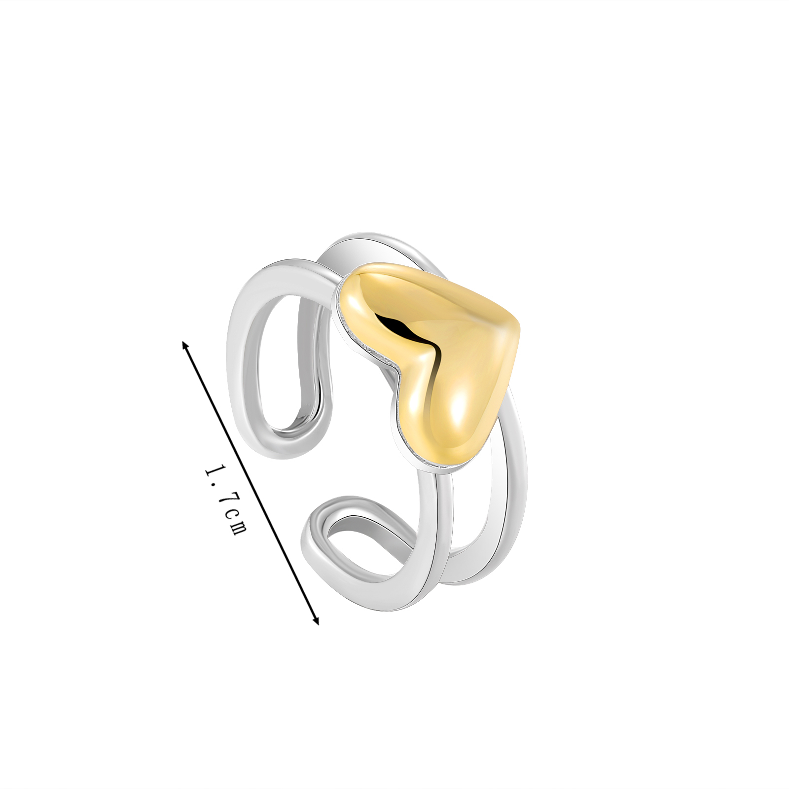 Abstract Heart-Shaped Two-Tone Open Ring