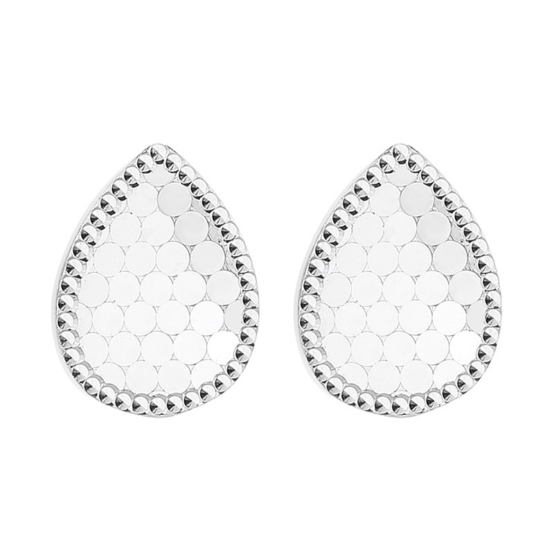 Sterling Silver Teardrop Earrings with Honeycomb Design