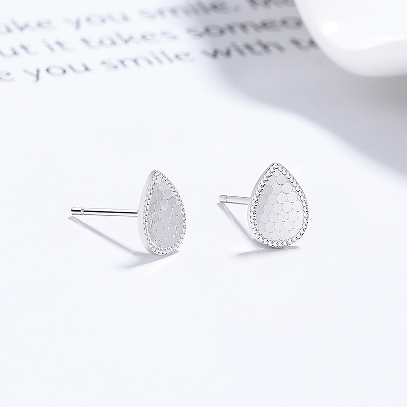 Sterling Silver Teardrop Earrings with Honeycomb Design
