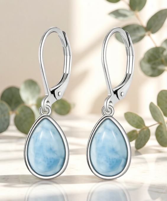 Nature Inspired Sterling Silver Leverback Dangle Earrings for Women