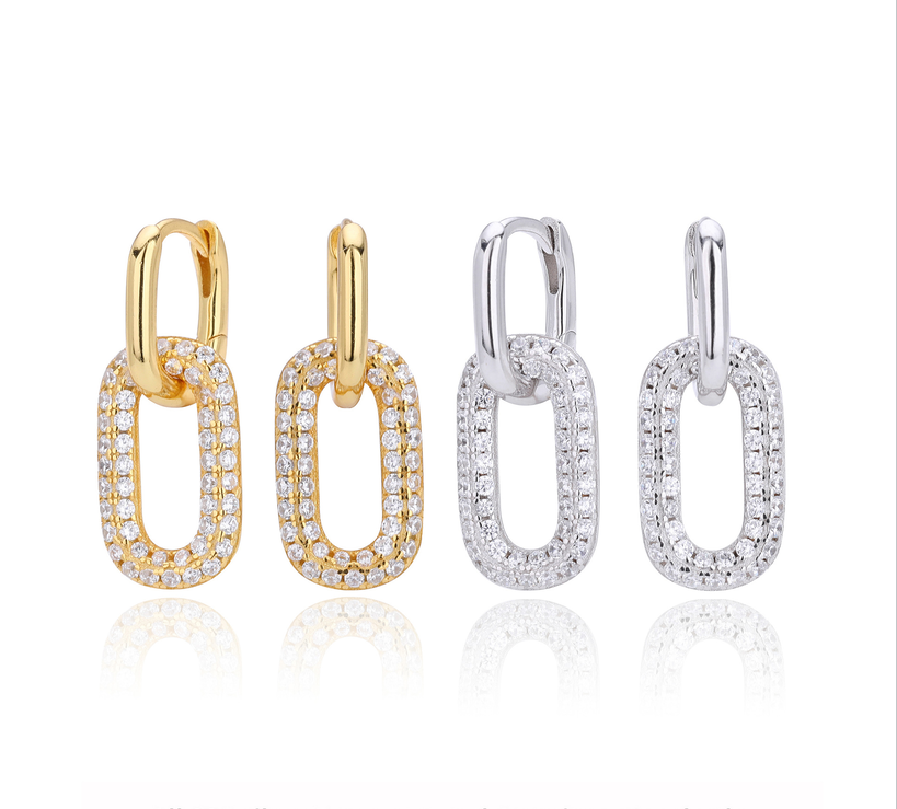 Sparkling Cubic Zirconia Geometric Statement Earrings