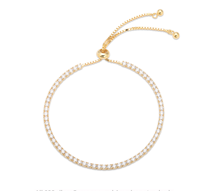 Sparkling Adjustable Tennis Bracelet with Rhinestone Line