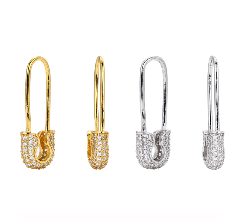 Elegant Gold-Tone U-Shaped Ear Cuffs with Pave Cubic Zirconia Inlay