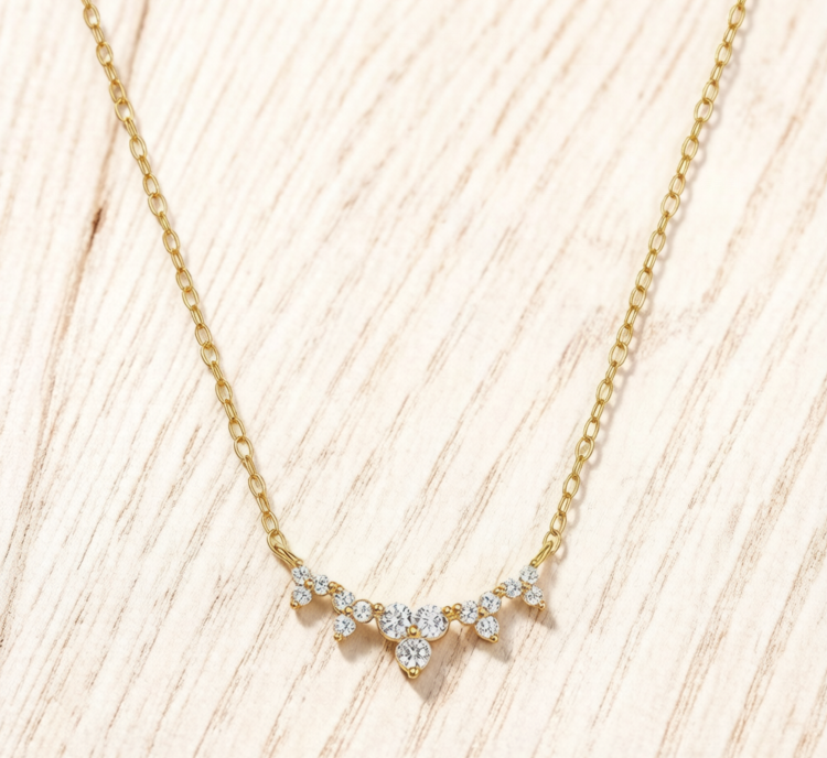 Elegant Gold-Tone Cubic Zirconia Arc Necklace