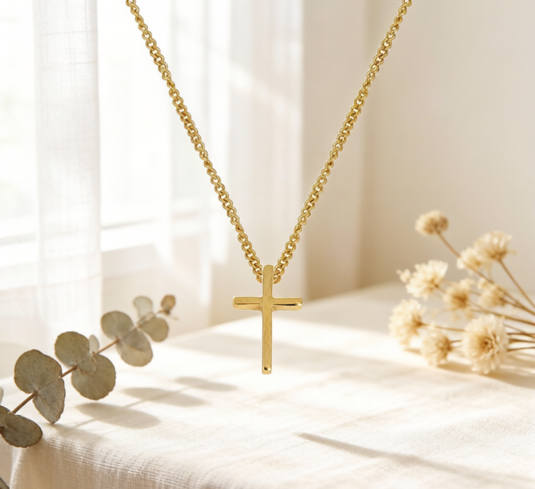 Minimalist Gold Plated Cross Pendant Necklace