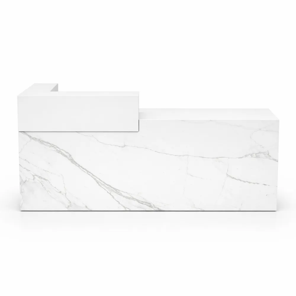 Banco Reception Moderno con Cassetto e Ripiani Aperti per Uffici e Negozi-Xeljoy