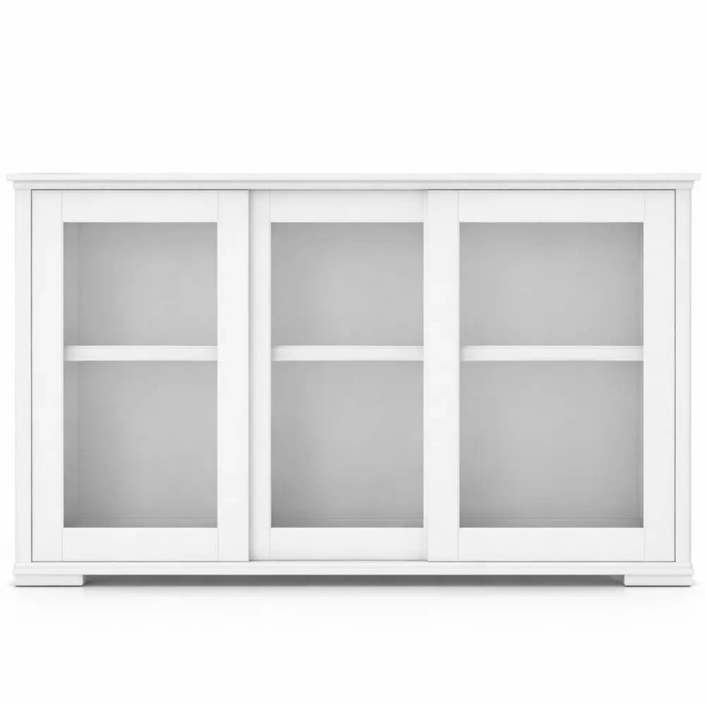 Credenza da Cucina con Ante in Vetro e Ripiano Regolabile, per Sala da Pranzo-Xeljoy