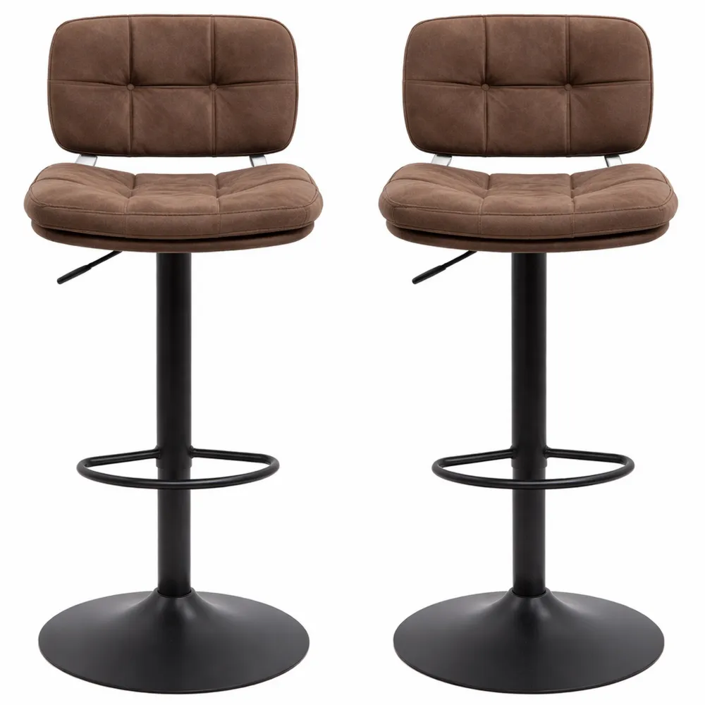 Set di 2 sgabelli da bar girevoli con schienale regolabile-Xeljoy