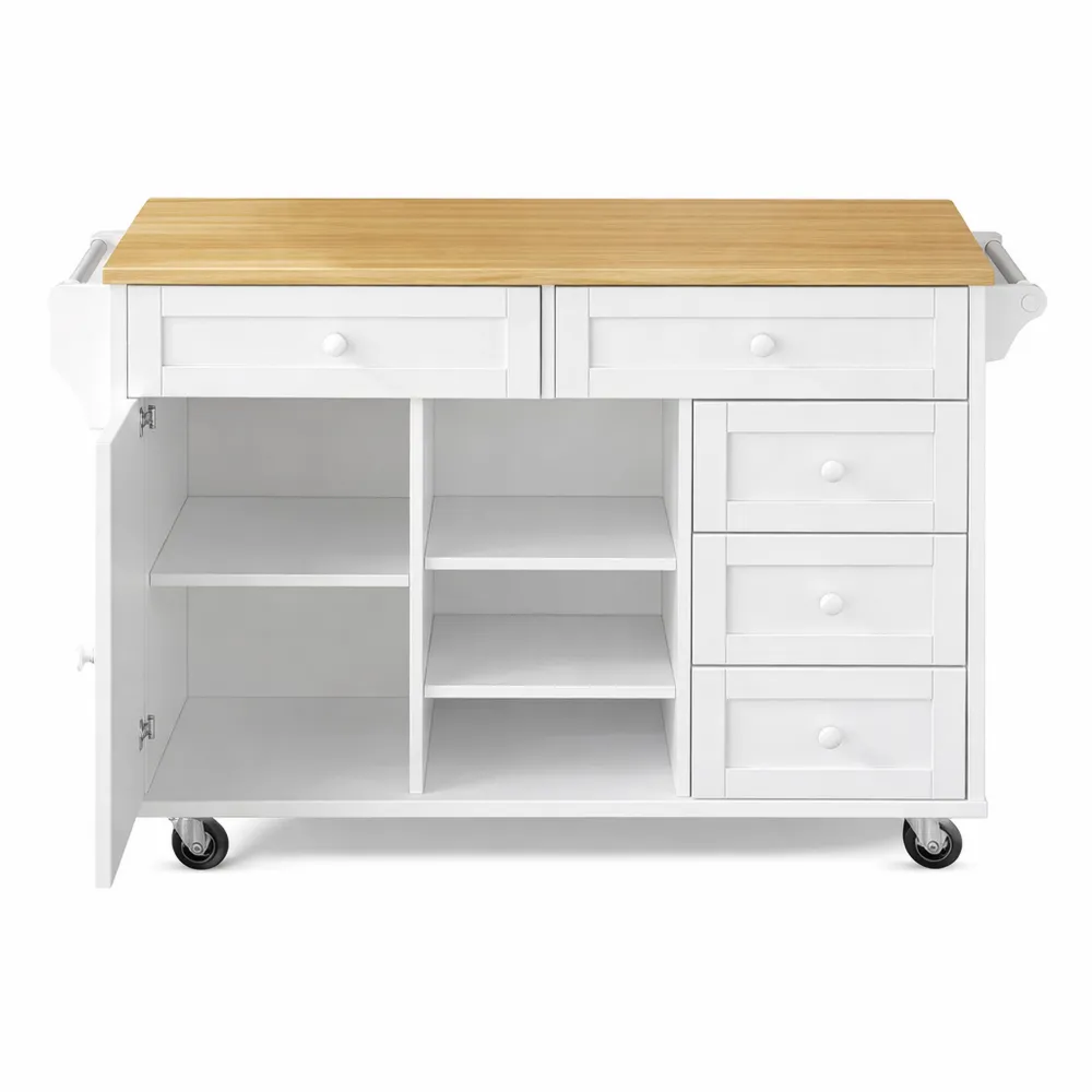 Carrello da cucina su ruote con cassetti e mensole regolabili-Xeljoy