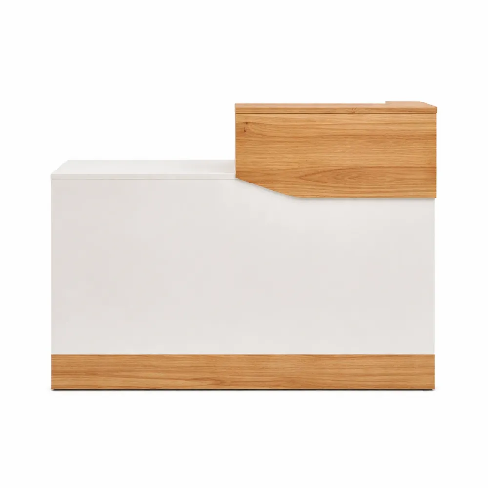 Bancone Reception in Legno con Gestione Cavi per Ufficio e Hotel-Xeljoy