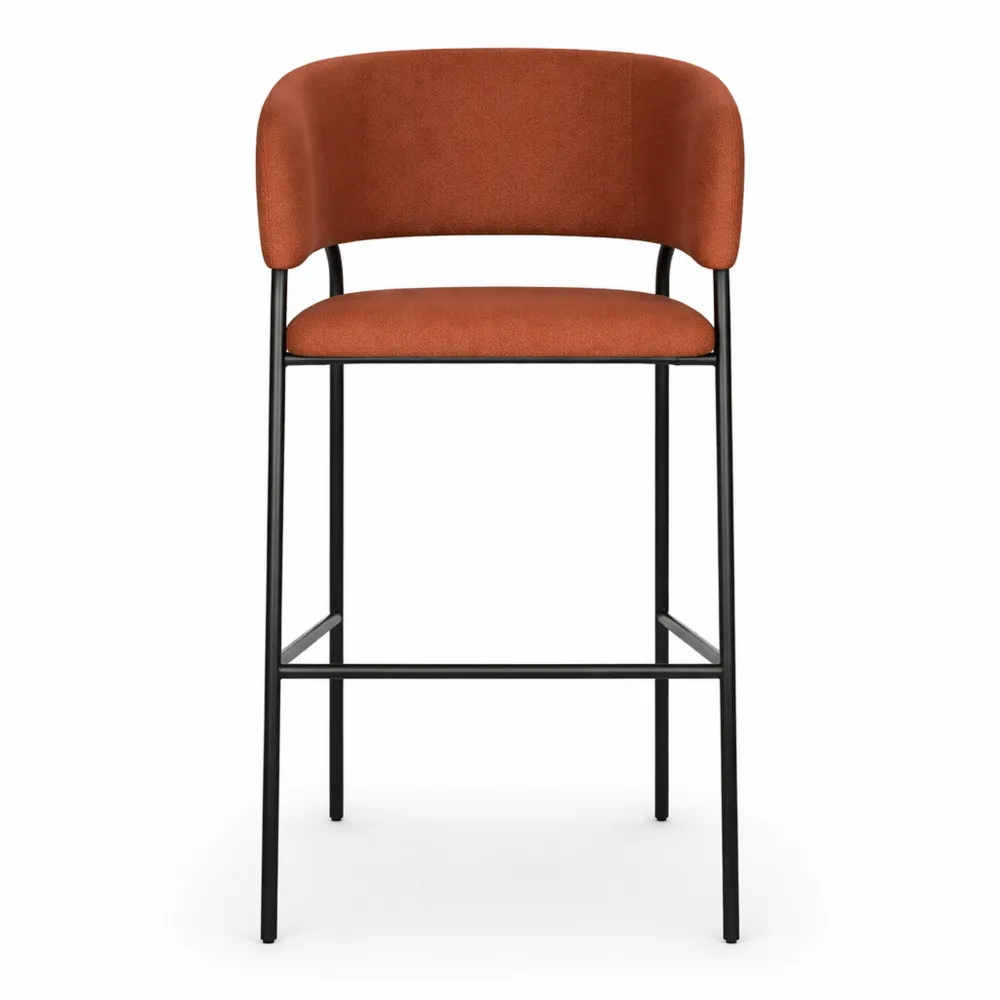 Set 2 sgabelli in tessuto ruggine con gambe nere, design moderno ergonomico-Xeljoy