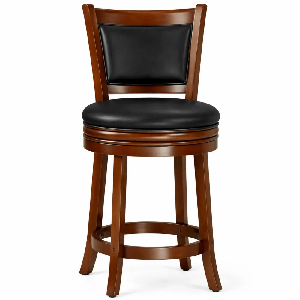 Sgabello da bar girevole con schienale in legno per cucina-Xeljoy