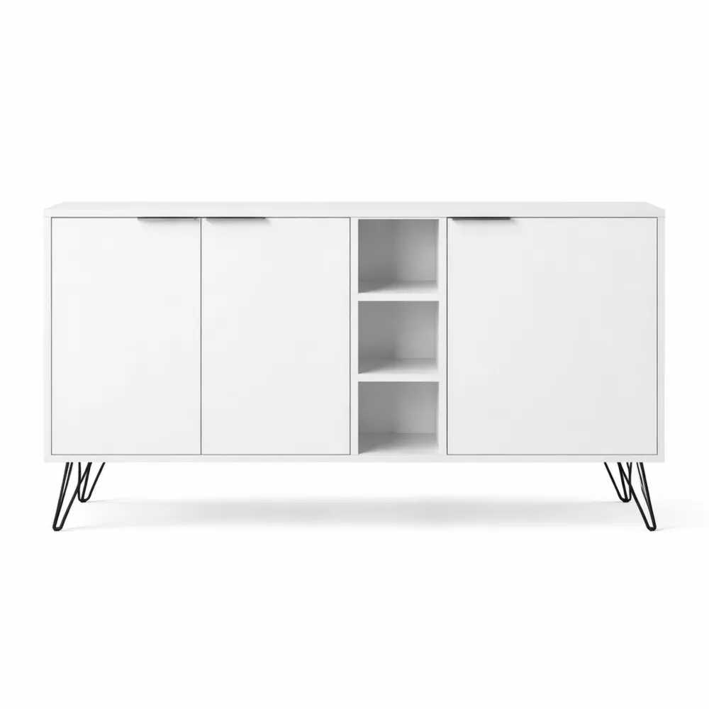 Credenza Moderna per Soggiorno o Cucina, 142x36x83 cm, Colore Bianco-Xeljoy