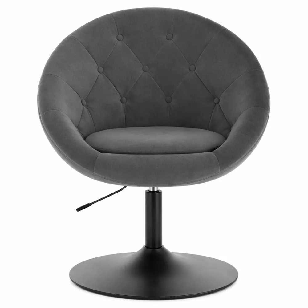 Sgabello da Bar Girevole in Velluto con Schienale e Braccioli Regolabile-Xeljoy