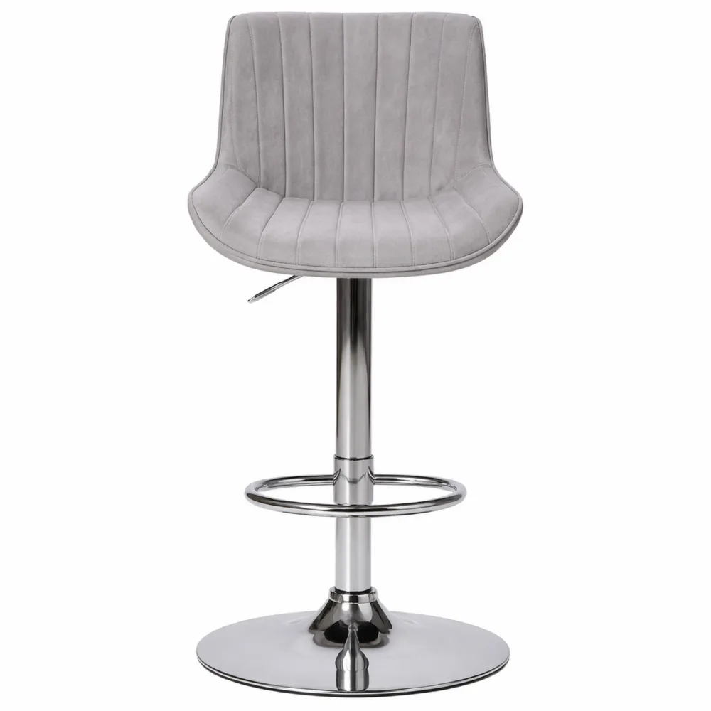 Sgabello in velluto con poggiapiedi regolabile e girevole-Xeljoy