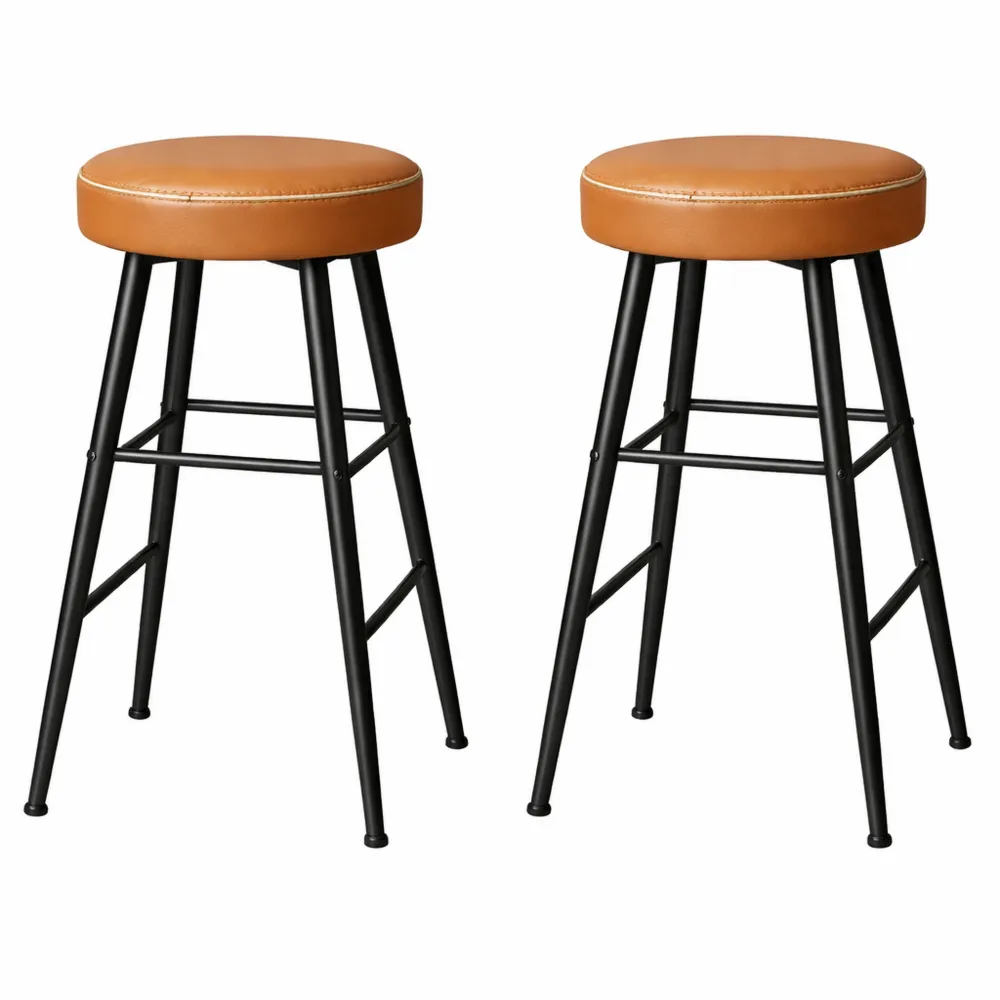 Set di 2 sgabelli alti per cucina, altezza 63 cm, marrone caramello-Xeljoy