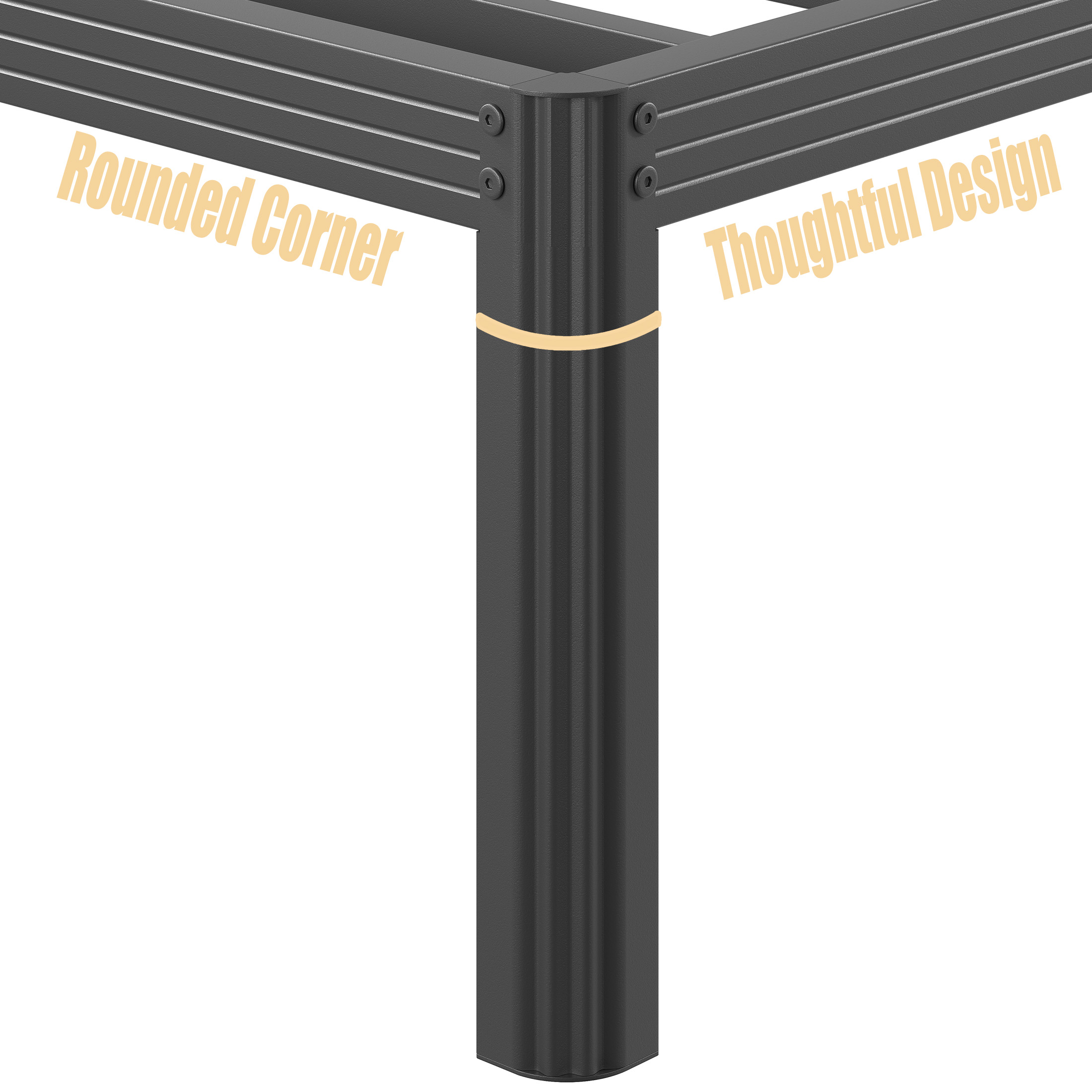 Neslime 16 inch Twin-XL Size Metal Platform with Rounded Corners, Heavy Duty Bed Frame, No Box Spring Needed, Black