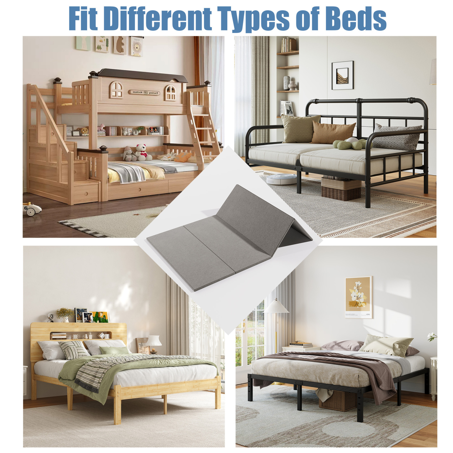 Neslime Queen Size Bunkie Board, Heavy Duty Bed Support Board Under Mattress, Low Profile Bed Support, Noise Minimizing, Fully Assembled