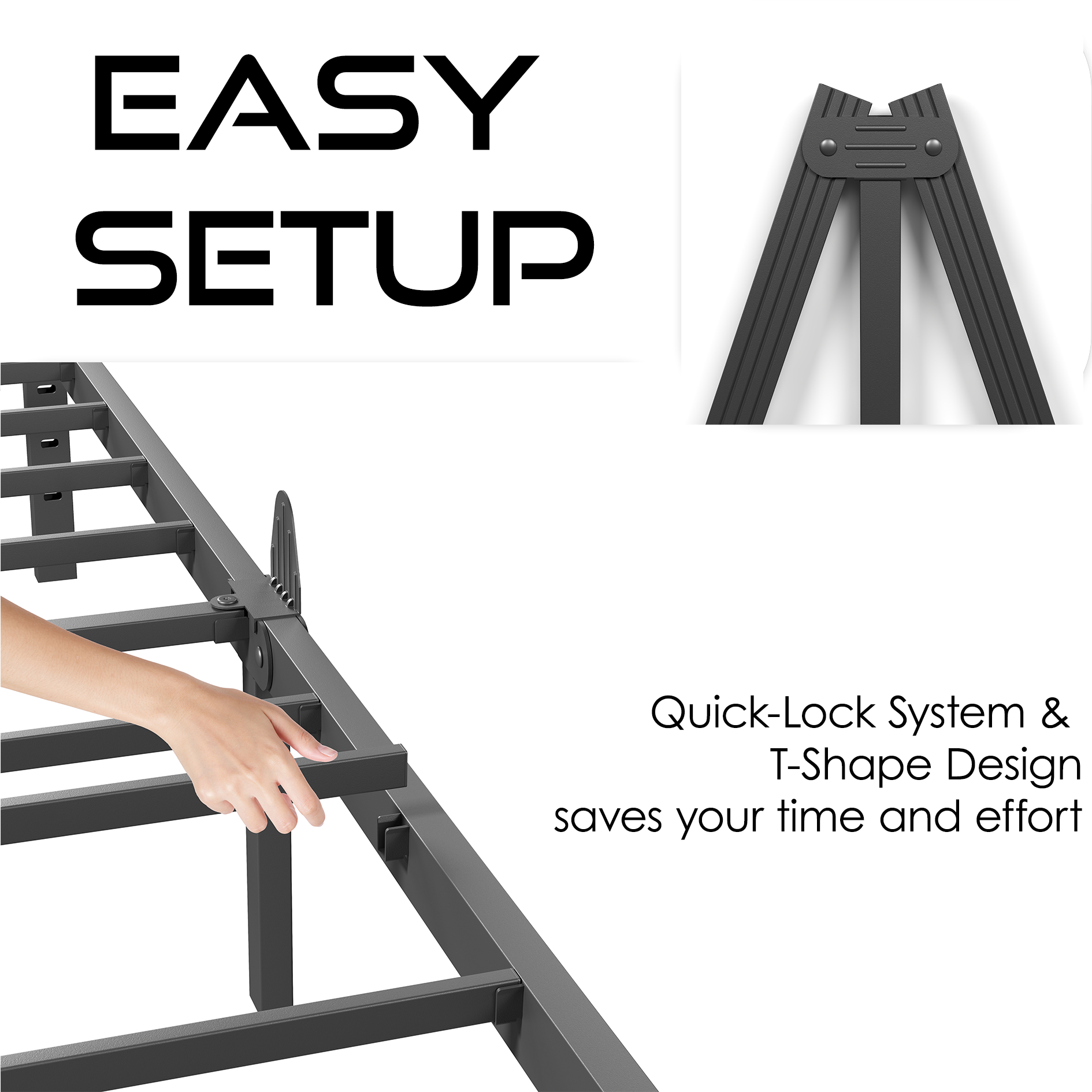 Auroral Zone 14 inch Metal Platform Bed Frame, Heavy Duty Mattress Foundation, No Box Spring Required