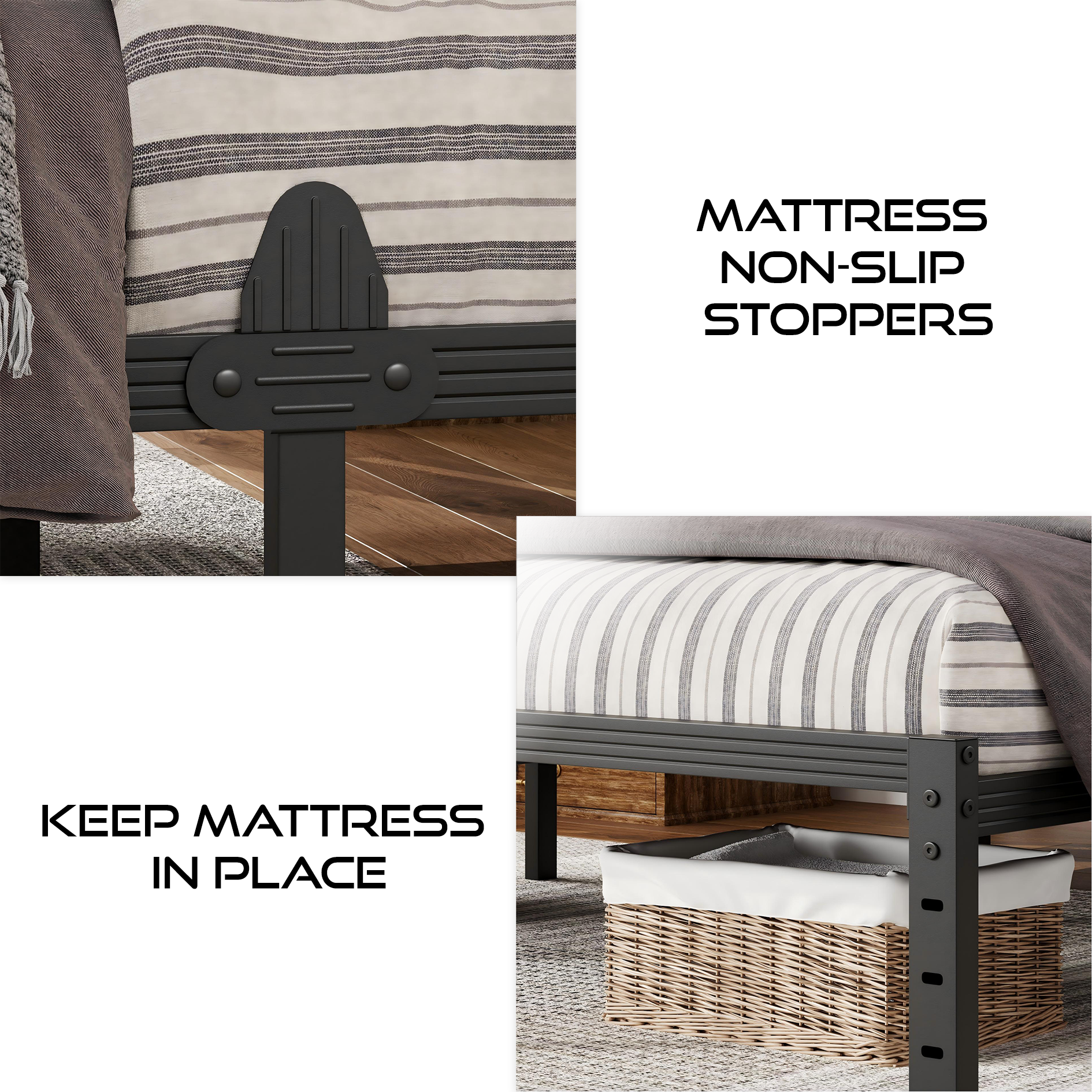 Auroral Zone 14 inch Metal Platform Bed Frame, Heavy Duty Mattress Foundation, No Box Spring Required