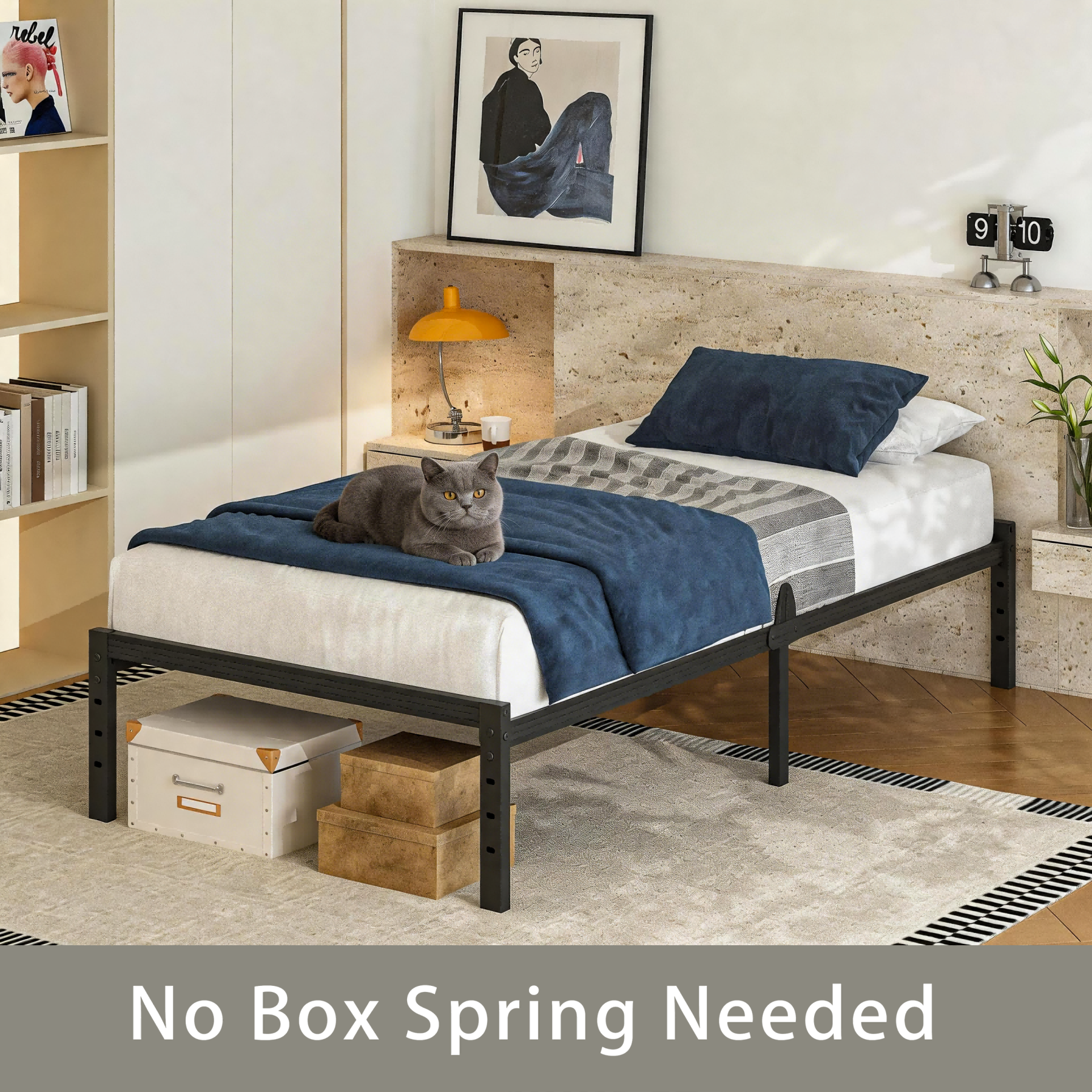 AURORAL ZONE 12 inch Twin Size Metal Bed Frame Platform, No Box Spring Needed, Easy Assembly, Noise Free