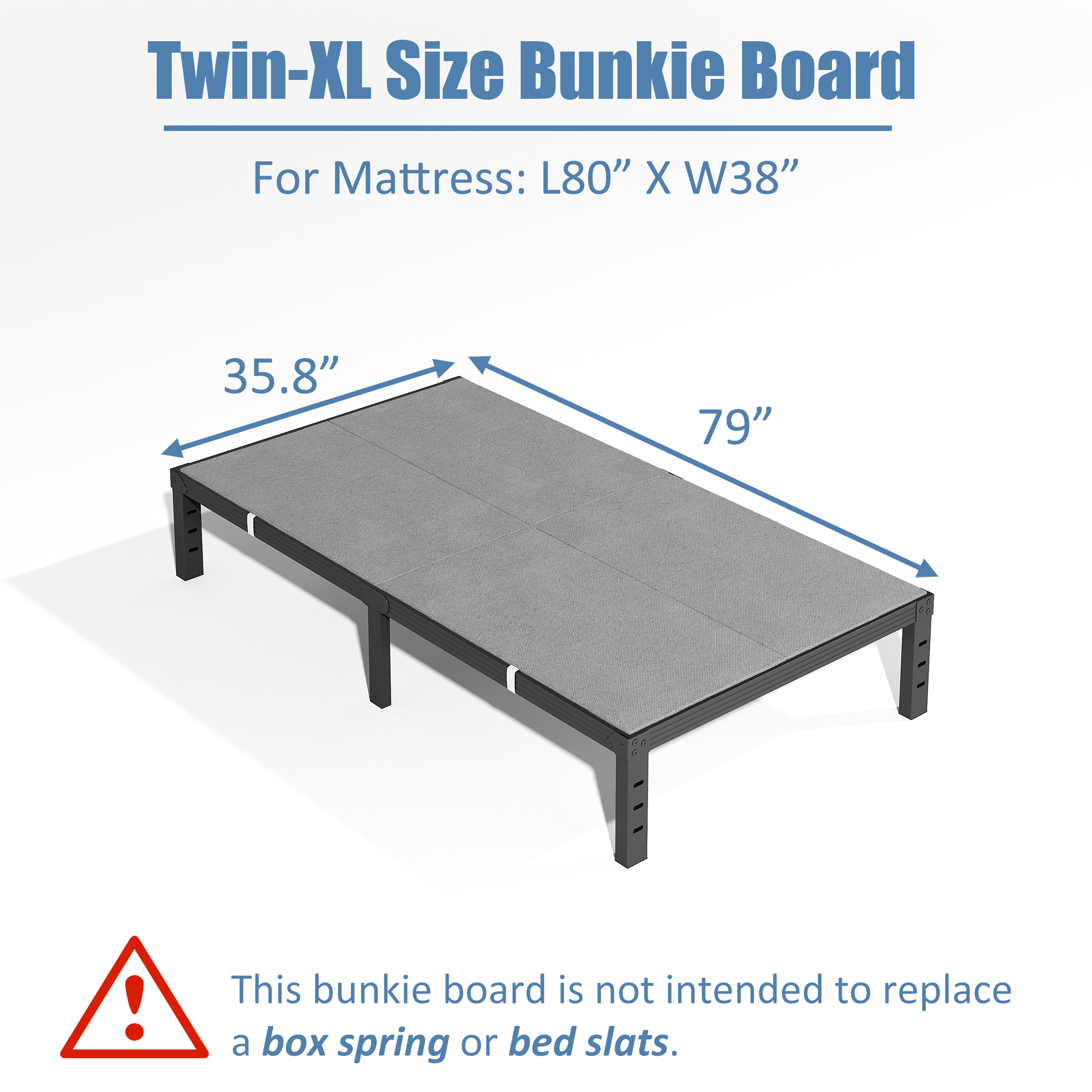 Neslime Queen Size Bunkie Board, Heavy Duty Bed Support Board Under Mattress, Low Profile Bed Support, Noise Minimizing, Fully Assembled