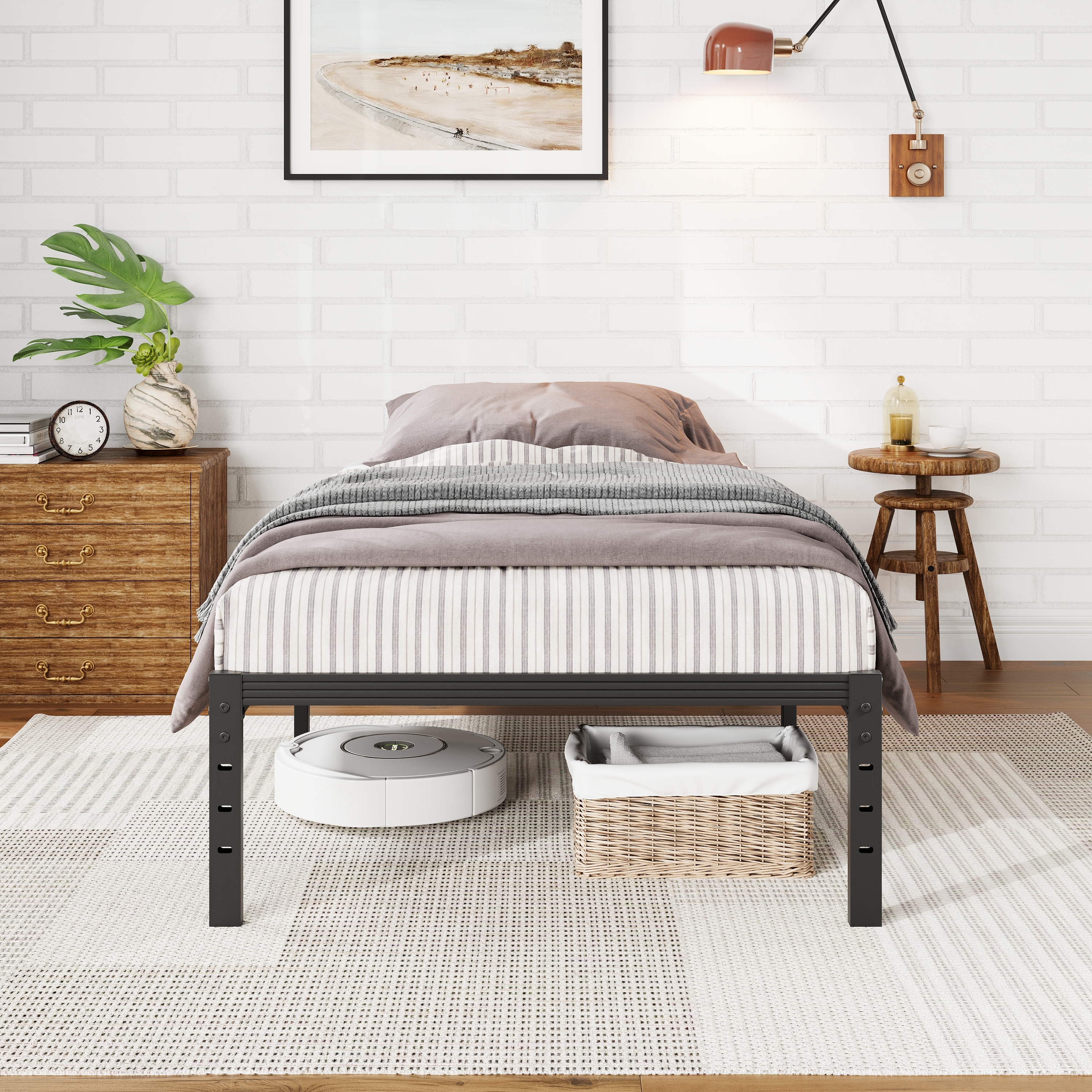 Auroral Zone Metal Platform Bed Frame, Heavy Duty Mattress Foundation, Mulitiple Sizes, No Box Spring Required