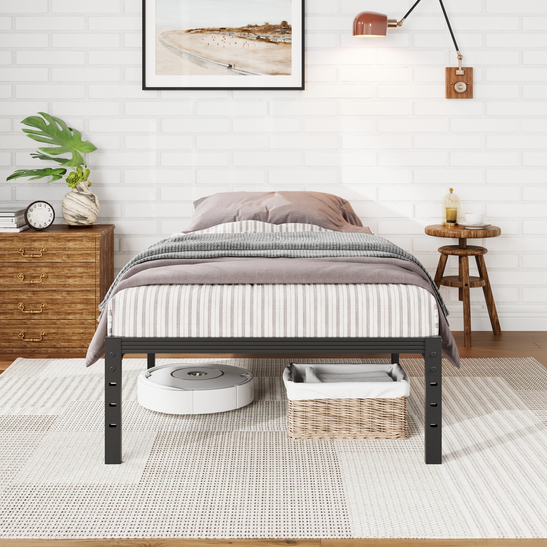 Auroral Zone Metal Platform Bed Frame, Heavy Duty Mattress Foundation, Mulitiple Sizes, No Box Spring Required
