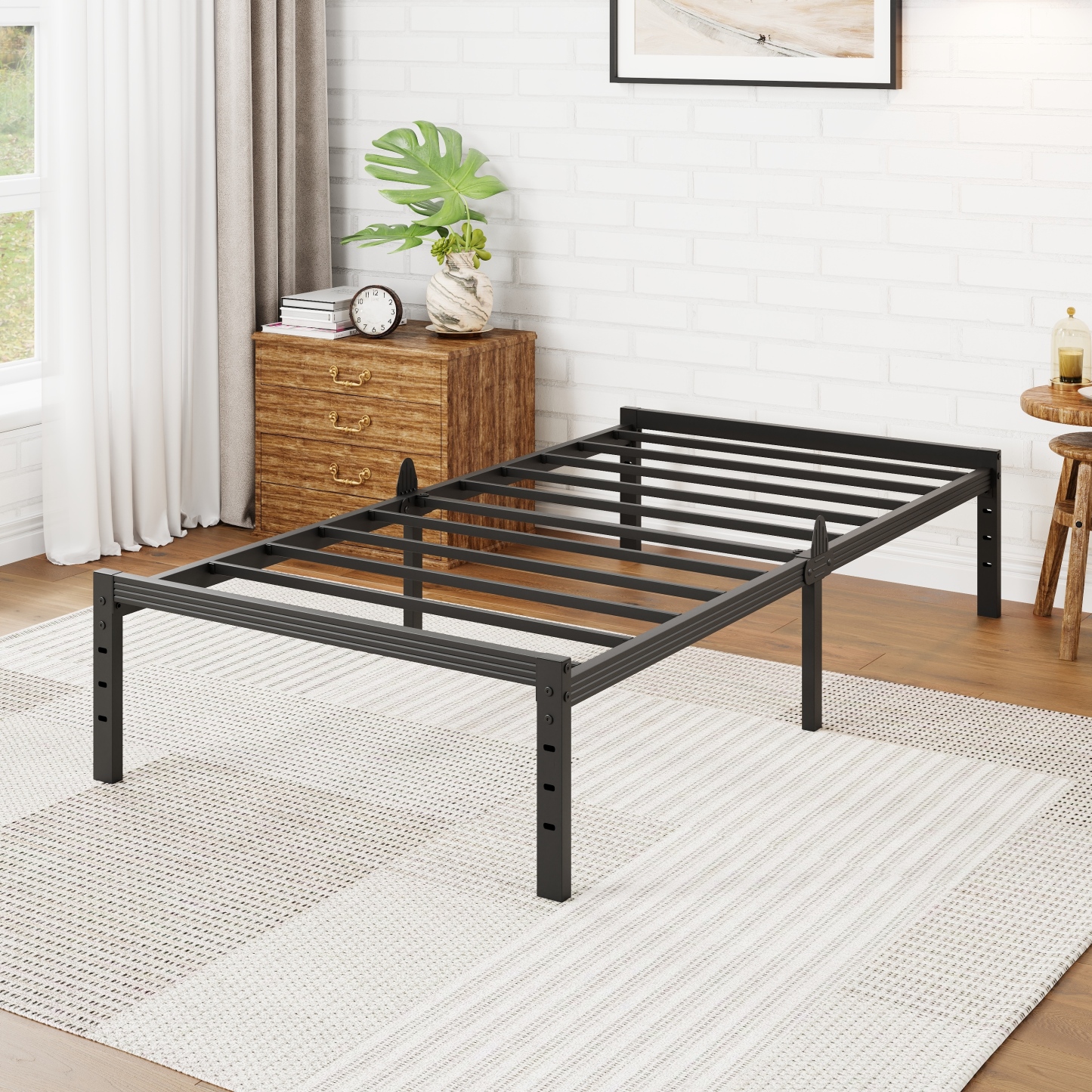 Auroral Zone Metal Platform Bed Frame, Heavy Duty Mattress Foundation, Mulitiple Sizes, No Box Spring Required