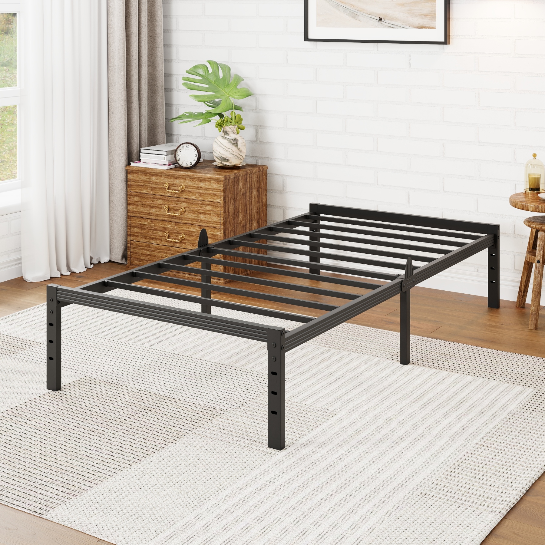 Auroral Zone Metal Platform Bed Frame, Heavy Duty Mattress Foundation, Mulitiple Sizes, No Box Spring Required