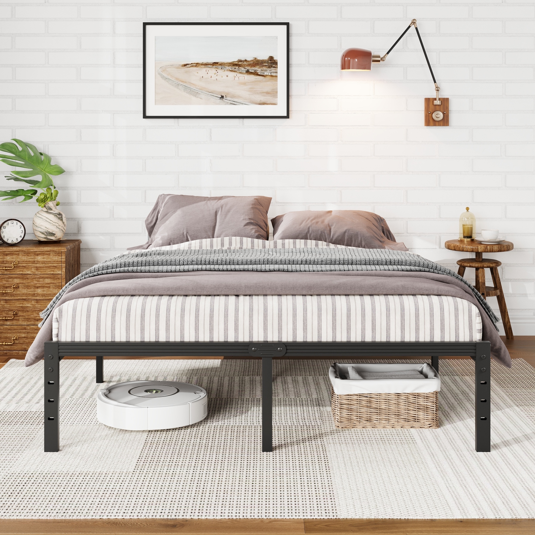 Auroral Zone 14 inch Metal Platform Bed Frame, Heavy Duty Mattress Foundation, No Box Spring Required