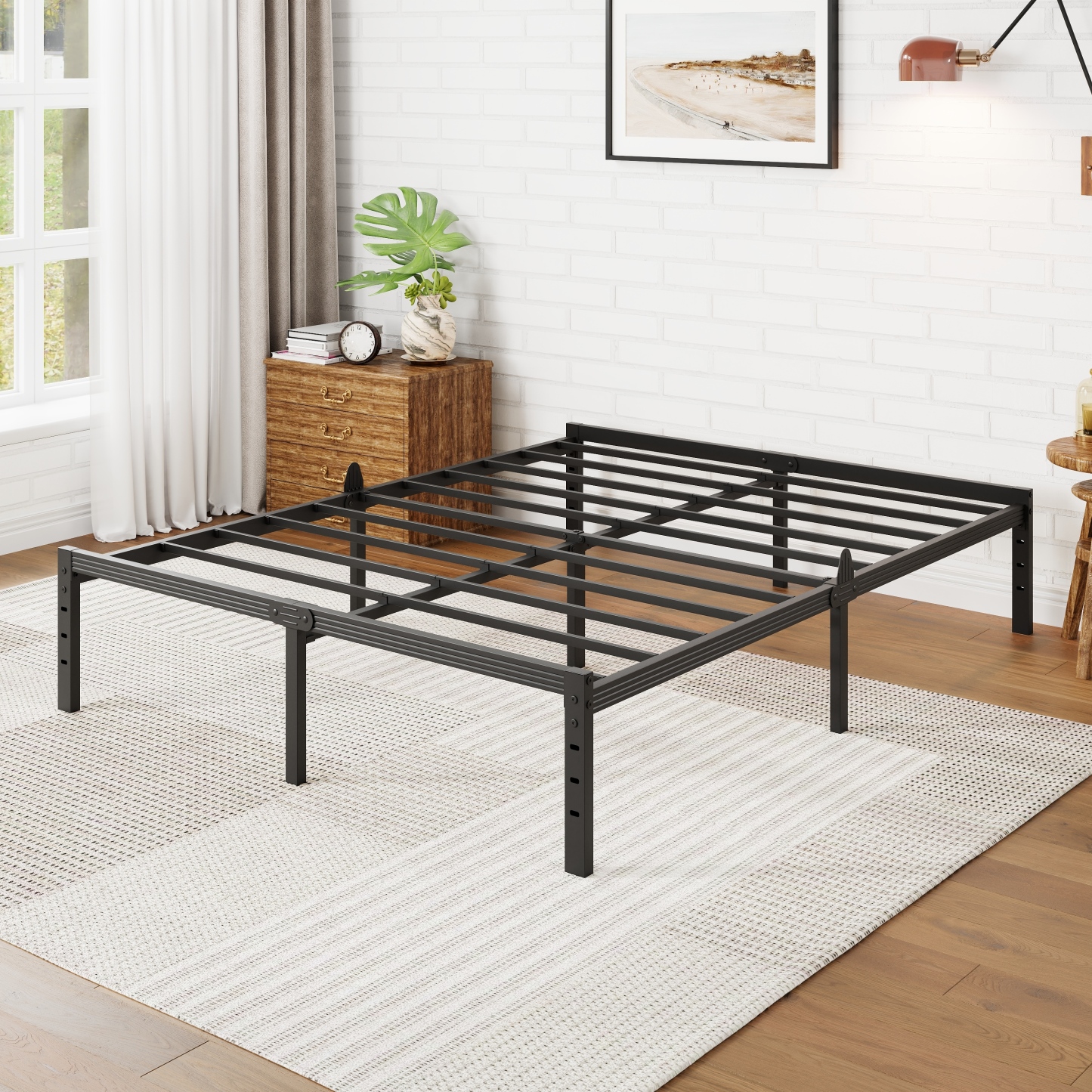 Auroral Zone 14 inch Metal Platform Bed Frame, Heavy Duty Mattress Foundation, No Box Spring Required