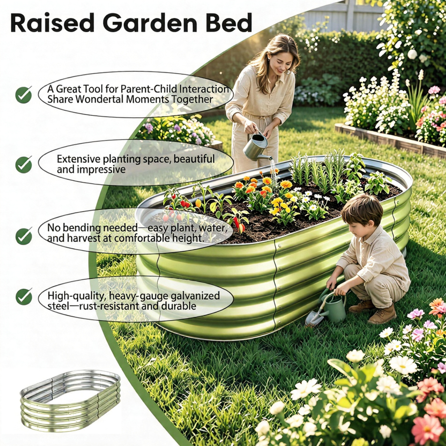 Auroral Zone 4x2x1ft Galvanized Raised Garden Bed Outdoor Metal Planter Box for Vegetables Flowers Herbs