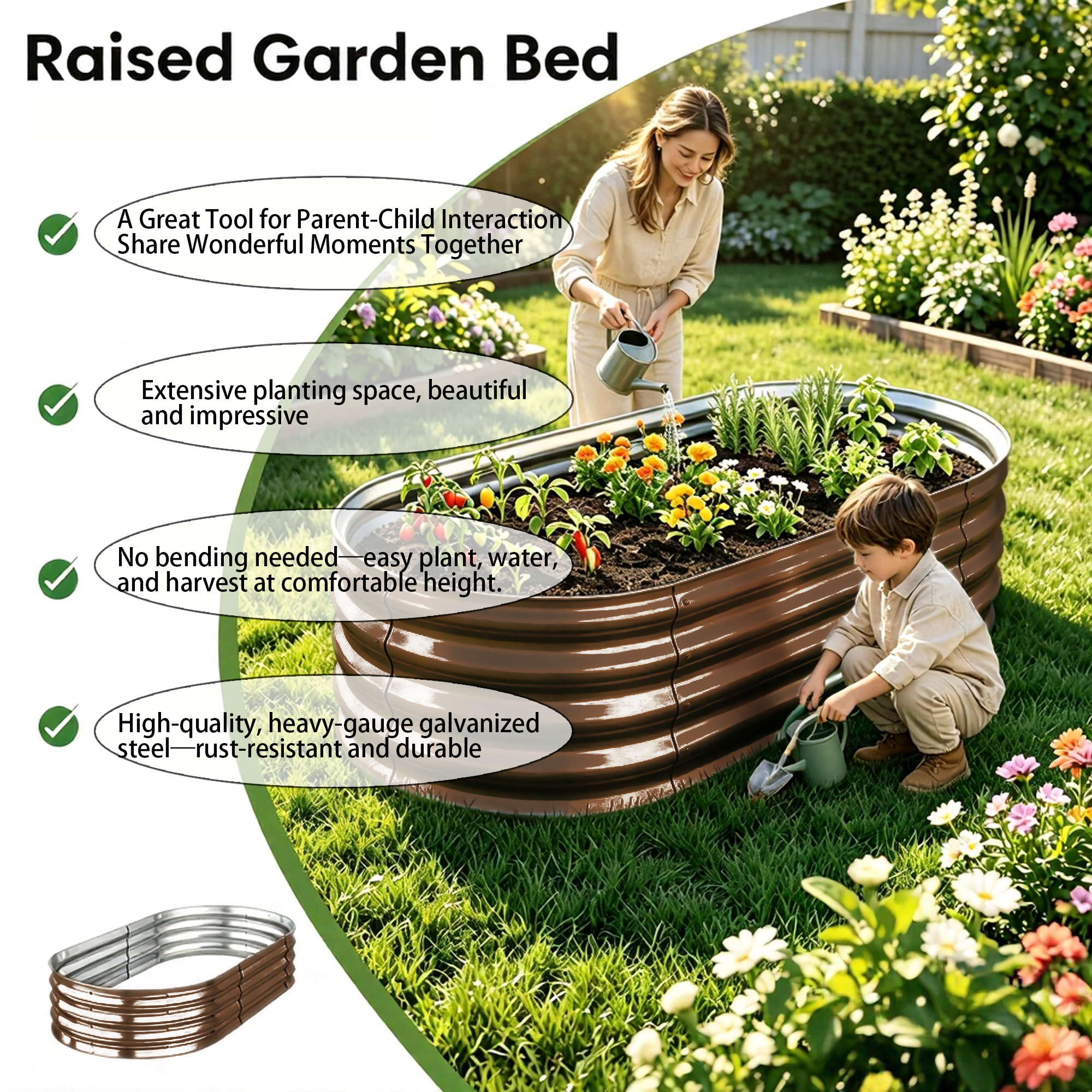 Auroral Zone 4x2x1ft Galvanized Raised Garden Bed Outdoor Metal Planter Box for Vegetables Flowers Herbs
