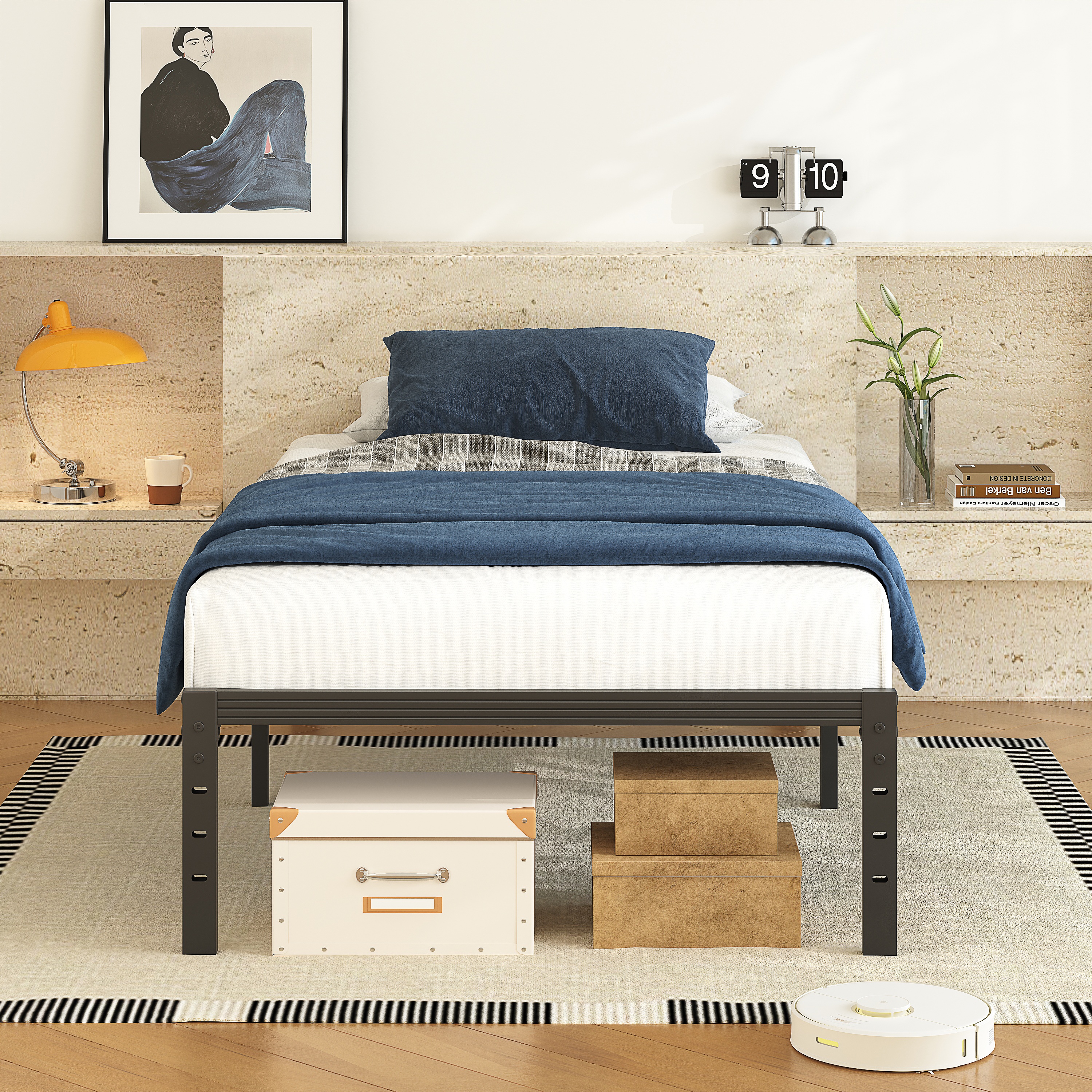 AURORAL ZONE 12 inch Twin Size Metal Bed Frame Platform, No Box Spring Needed, Easy Assembly, Noise Free