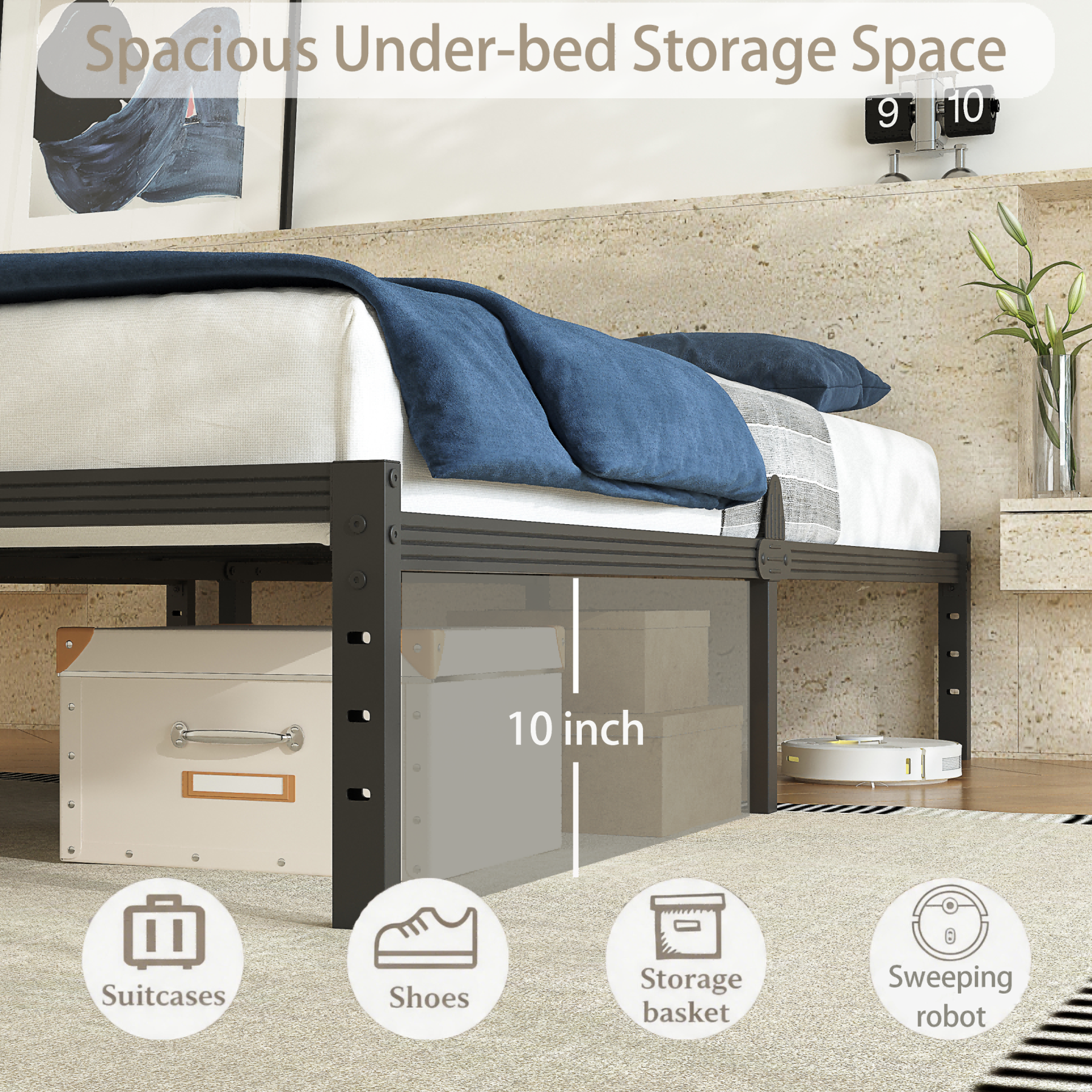 AURORAL ZONE 12 inch Twin Size Metal Bed Frame Platform, No Box Spring Needed, Easy Assembly, Noise Free