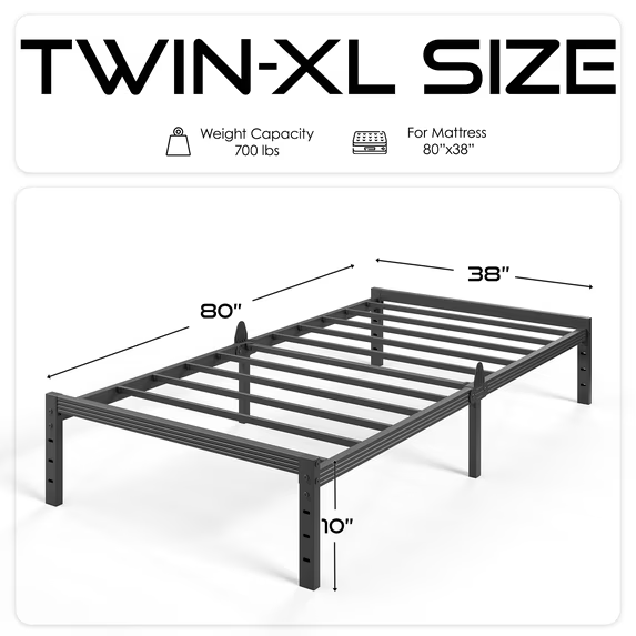 Auroral Zone 10 inch Metal Platform Bed Frame, Heavy Duty Mattress Foundation, No Box Spring Required