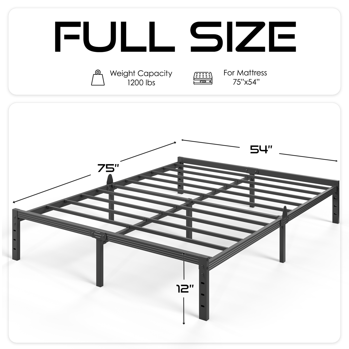 Auroral Zone Metal Platform Bed Frame, Heavy Duty Mattress Foundation, Mulitiple Sizes, No Box Spring Required