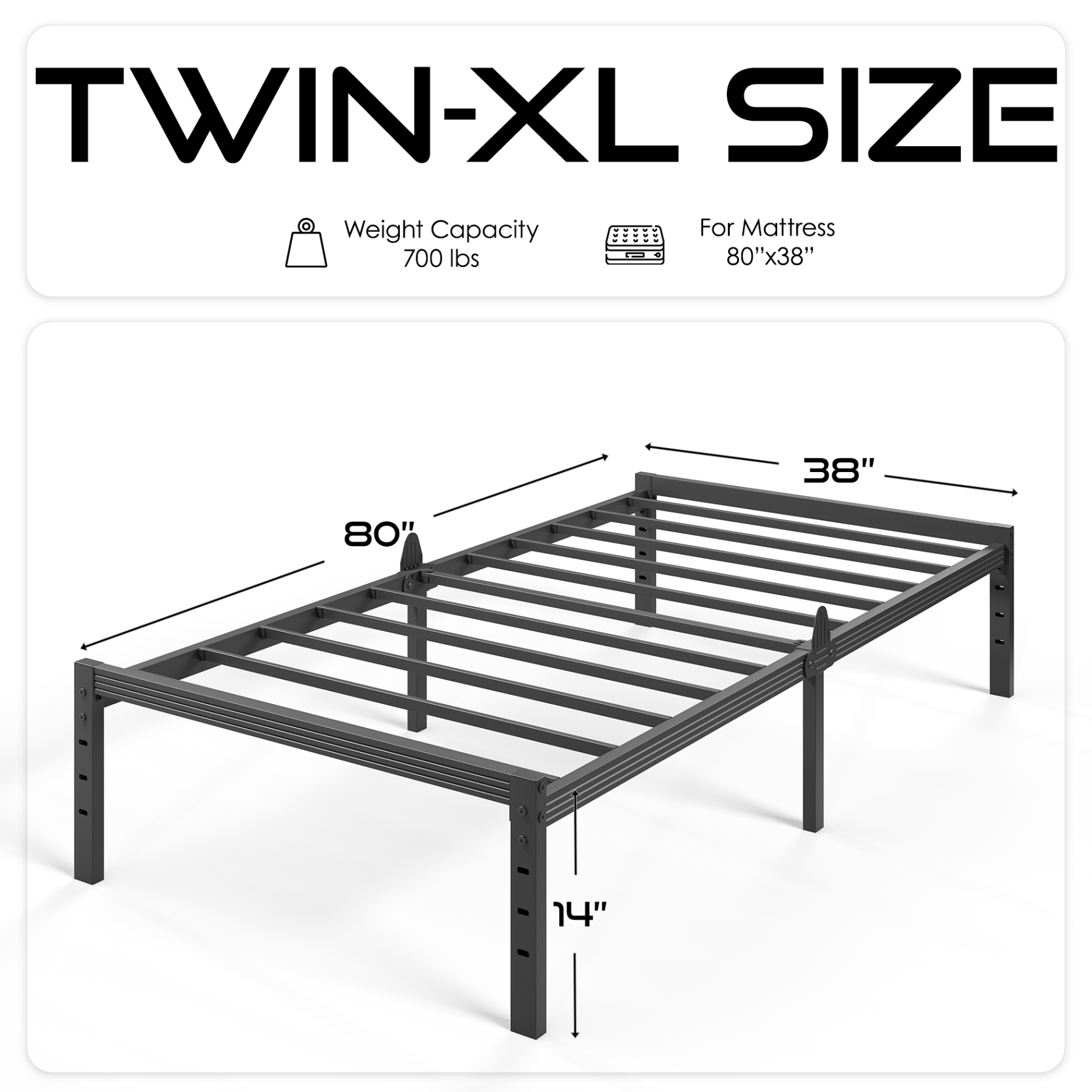 Auroral Zone Metal Platform Bed Frame, Heavy Duty Mattress Foundation, Mulitiple Sizes, No Box Spring Required