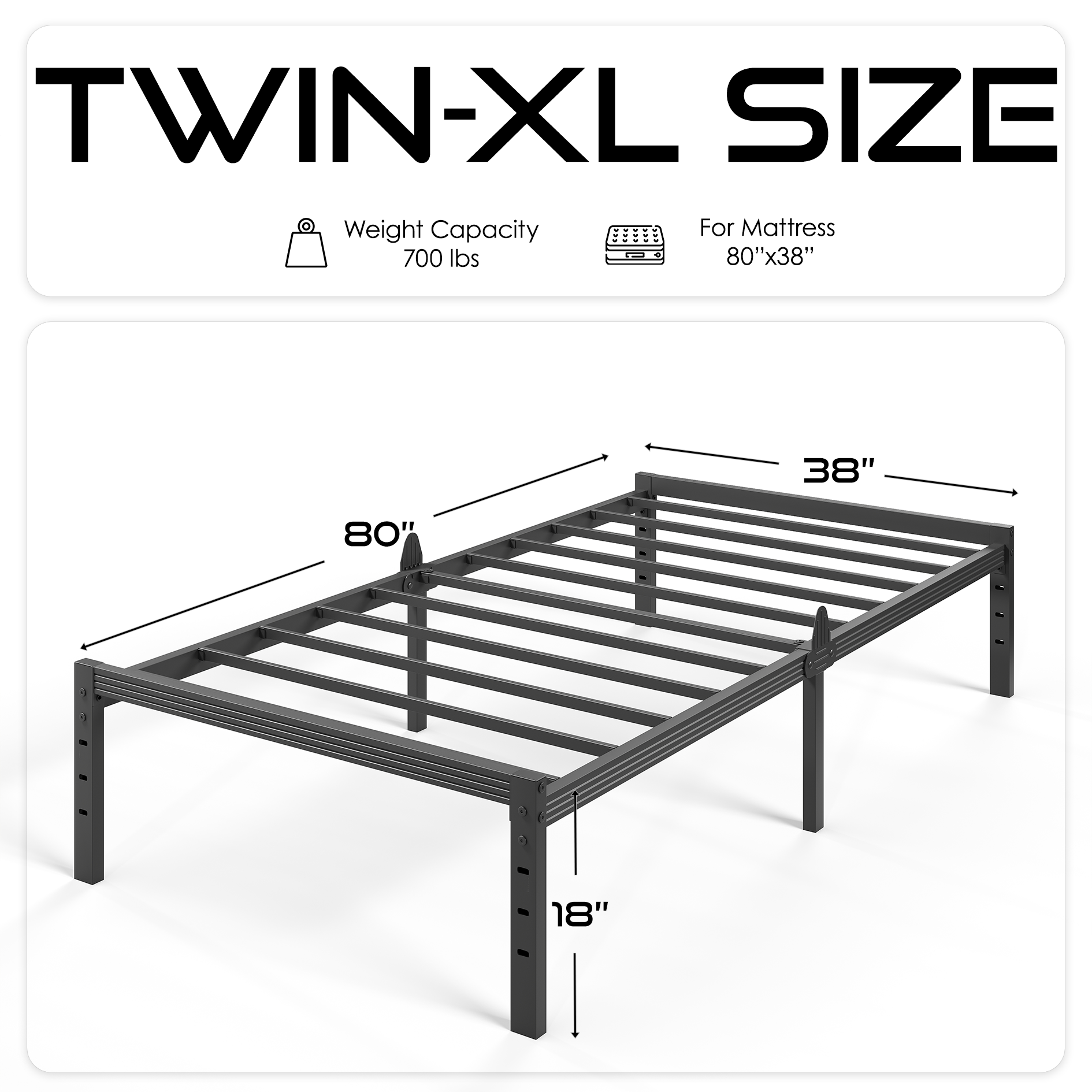 Auroral Zone Metal Platform Bed Frame, Heavy Duty Mattress Foundation, Mulitiple Sizes, No Box Spring Required