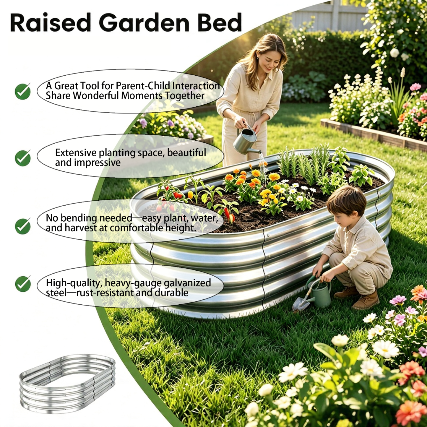 Auroral Zone 4x2x1ft Galvanized Raised Garden Bed Outdoor Metal Planter Box for Vegetables Flowers Herbs