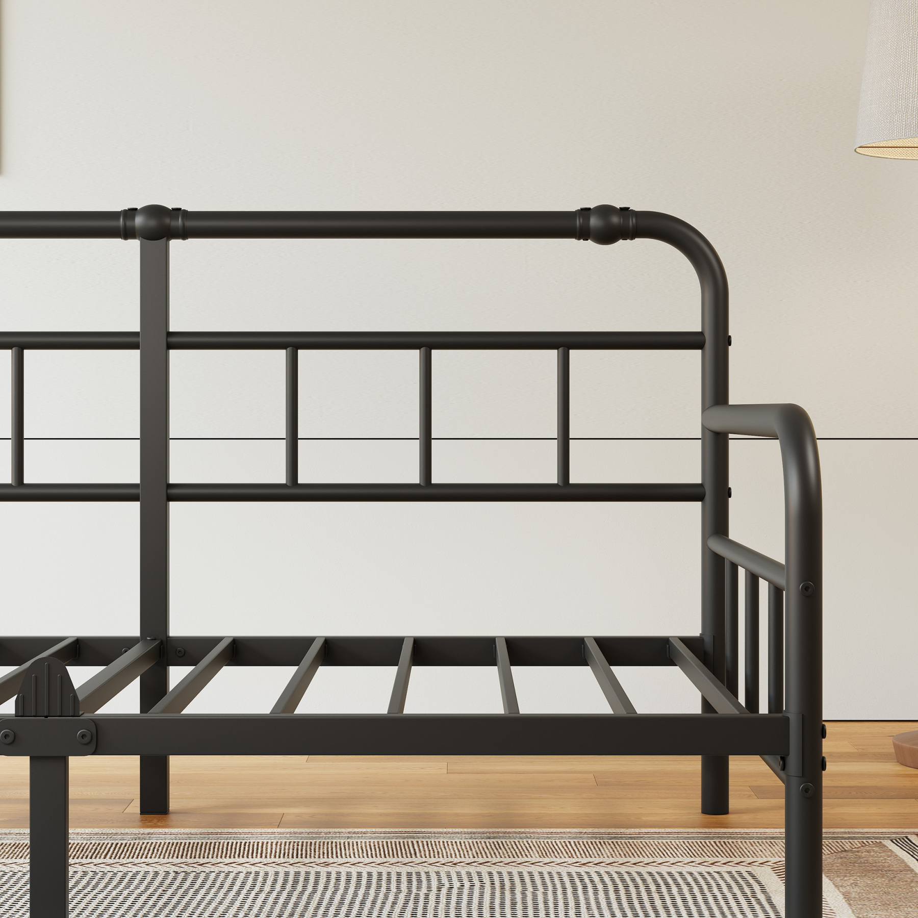 NESLIME 12 inch Twin Size Metal Daybed Frame, Twin Sofa Daybed Frame with Mattress Non-Slip Stoppers, Metal Slats Support
